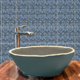 Azulejo Elegante patrón floral de acuarela azul