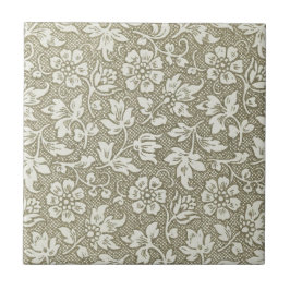 Azulejo Elegante patrón floral de color beige vintage fran