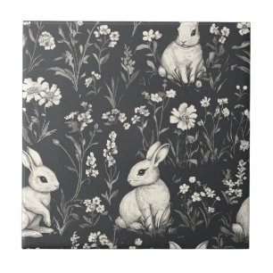 Azulejo Elegante patrón floral de conejo toile vintage (1)