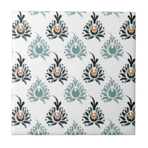 Azulejo Elegante patrón floral de rosa azul