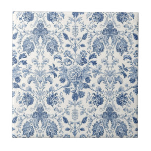 Azulejo Elegante Patrón Floral Grabado Francés Vintage