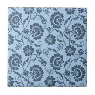 Azulejo Elegante patrón floral sobre fondo azul claro