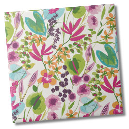 Azulejo Elegante Patrón Floral Tropical