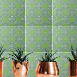 Azulejo Elegante Patrón geométrico de Boho Mosaico Étnico<br><div class="desc">Elegante y único diseño de baldosas decorativas,  con un patrón impecable de formas geométricas en tonos verdes y beige.</div>