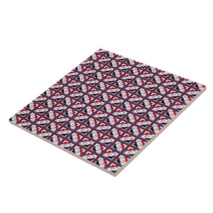 Azulejo Elegante patrón geométrico de ciruela y rojo inten