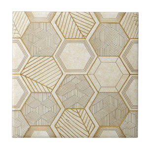 Azulejo Elegante patrón geométrico de hexágono de oro - Má