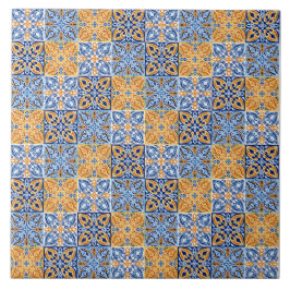 Azulejo Elegante patrón italiano azul y marrón amarillo