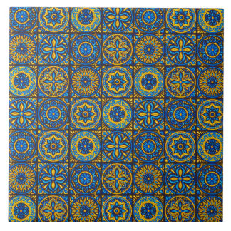 Azulejo Elegante patrón marroquí azul y marrón