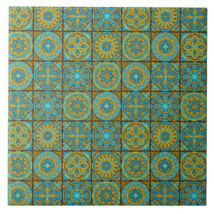 Azulejo Elegante patrón marroquí verde y marrón
