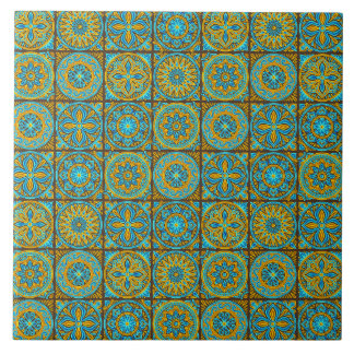 Azulejo Elegante patrón marroquí verde y marrón