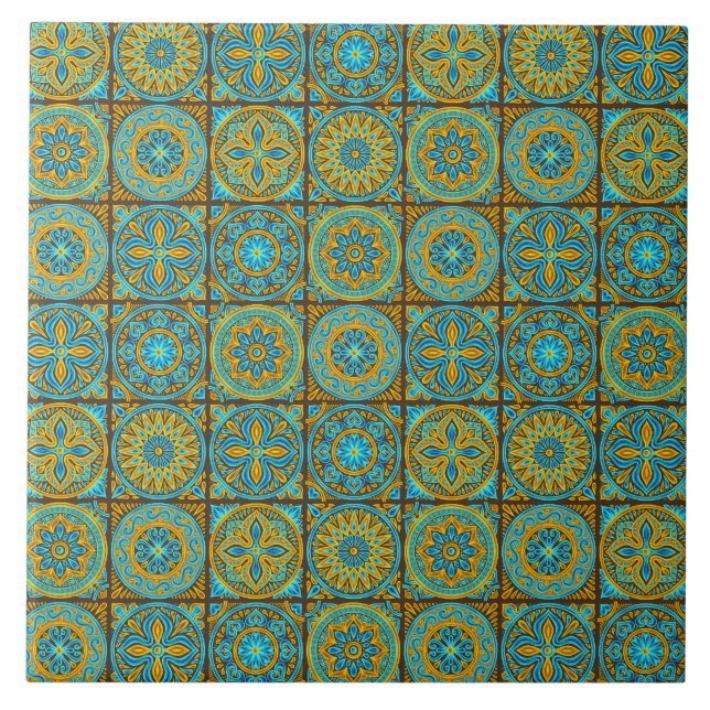 Azulejo Elegante patrón marroquí verde y marrón (Frente)