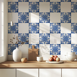 Azulejo Elegante patrón mediterráneo azul y blanco