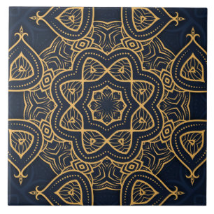 Azulejo elegante patrón oro negro