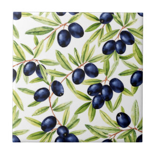 Azulejo Elegante patrón sin fisuras de aceitunas negras al