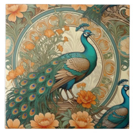 Azulejo Elegante Pavo Real Tile Cerámico Decorativo