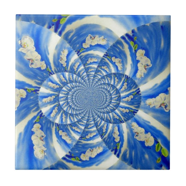 Azulejo Elegante pintura de color orquídea blanca (Frente)