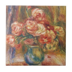 Azulejo Elegante pintura de rosa Renoir con estilo shabby 