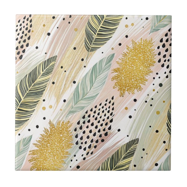 Azulejo Elegante pluma y pincel abstracto sin inconvenient (Frente)