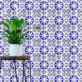 Azulejo Elegante Portugués Mediterráneo Blanco Y Azul