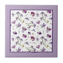 Elegante Púrpura Acuarela Iris Flores Patrón