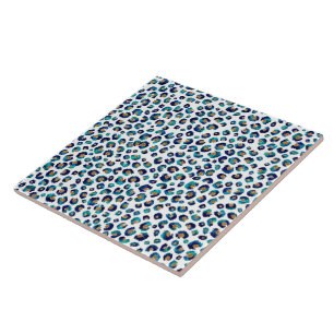 Azulejo Elegante Purpurina de oro azul Leopardo impresión