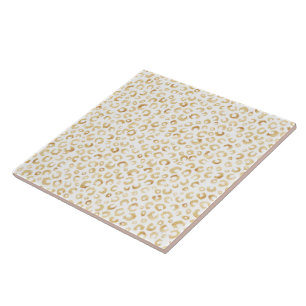Azulejo Elegante Purpurina de oro blanco Leopardo impresi