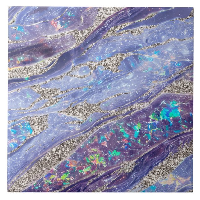 Azulejo Elegante Purpurina Opal Marble Purple Silver (Frente)