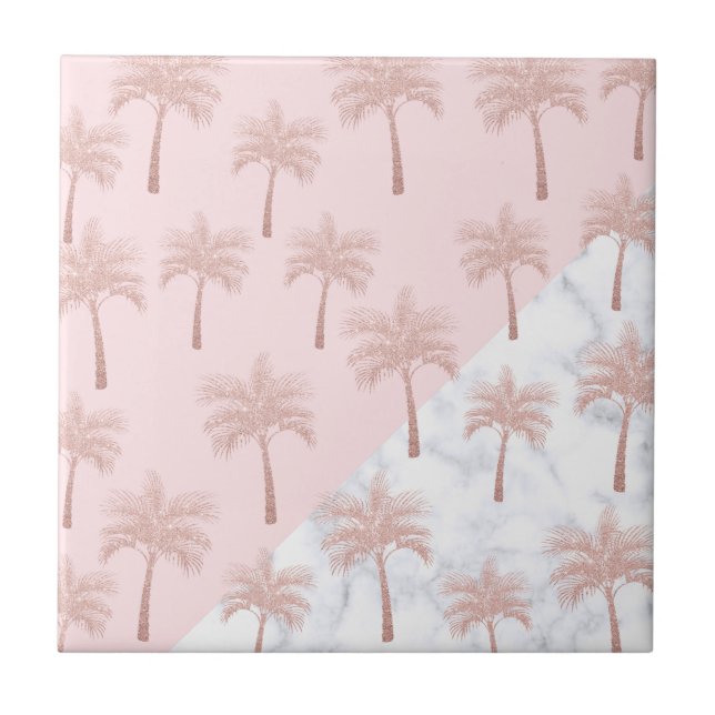 Azulejo Elegante purpurina rosa dorado y mármol blanco