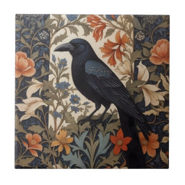Azulejo Elegante Raven Negro William Morris Inspirado Flor
