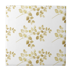 Azulejo  Elegante Relieve metalizado dorado deja Purpurina
