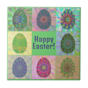 Azulejo Elegante Resumen Collage de huevos de colores deco