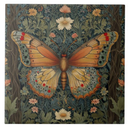Azulejo Elegante retro boho mariposa vegetación botánica