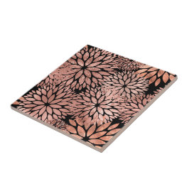 Azulejo Elegante Rosa Gold Dahlia Floral