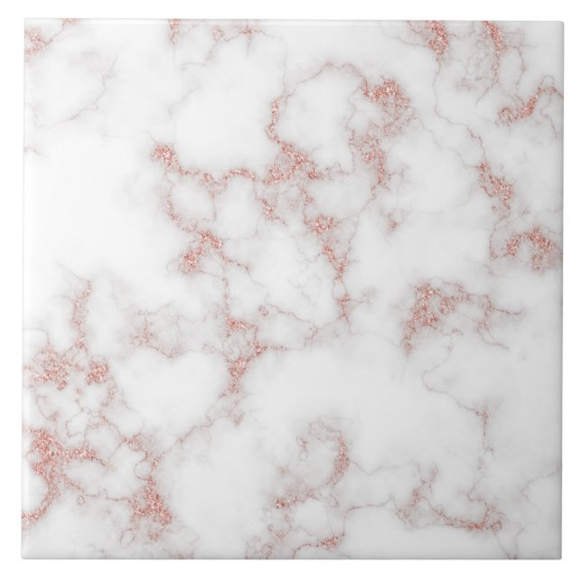 Azulejo Elegante Rosa Purpurina oro Marble Cerámica Tile (Frente)