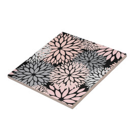 Azulejo Elegante Rubor Pink Gray Dahlia Floral
