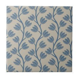 Azulejo Elegante Simetría Floral Vertical Tapiz S 2 Azul