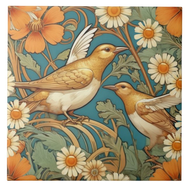 Azulejo Elegante Songbird Tile De Cerámica Decorativo (Frente)
