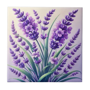 Azulejo Elegante tela cerámica de flores de lavanda