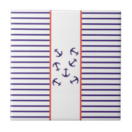 Azulejo Elegante tema del Océano marino del Ancla Azul