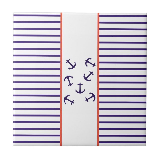 Azulejo Elegante tema del Océano marino del Ancla Azul (Frente)