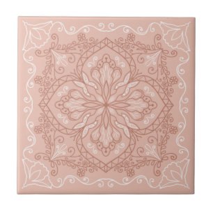 Azulejo Elegante Terracota Rubor Mariposa Rosa Decorada