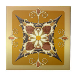 Azulejo Elegante Tile Geométrico Gold Ocher