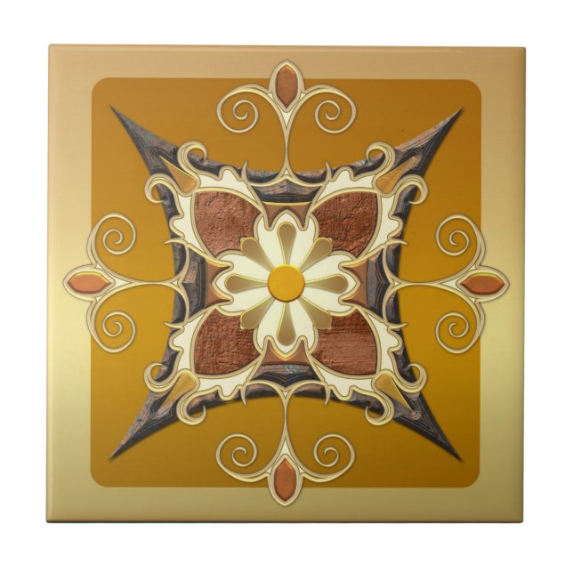 Azulejo Elegante Tile Geométrico Gold Ocher (Frente)