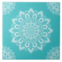 Azulejo Elegante Verde azulado Blue Aqua Boho Moda Mandala