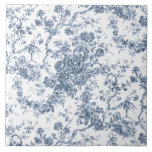 Azulejo Elegante Vintage francés grabado en toile floral-a<br><div class="desc">Elegante y adornado patrón vintage de jouy con flores exóticas,  viñas y follaje entrelazados con guirnaldas y canastos de rosas. Este patrón se adaptó a partir de un fragmento textil francés histórico aproximadamente en 1910 en la colección Smithsonian. El patrón es de alta resolución pero no se puede embaldosar.</div>