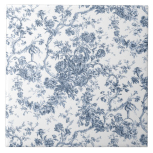 Azulejo Elegante Vintage francés grabado en toile floral-a