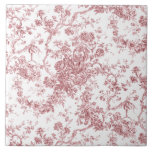 Azulejo Elegante Vintage Francés Grabado Floral Toile-Rosa<br><div class="desc">Elegante y adornado patrón rosa y blanco vintage de jouy con flores exóticas, viñas y follaje entrelazados con guirnaldas y canastos de rosas. Este patrón se adaptó a partir de un fragmento textil francés histórico aproximadamente en 1910 en la colección Smithsonian. El patrón es de alta resolución pero no se...</div>
