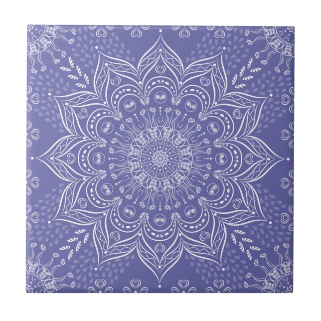 Azulejo Elegante Violet Purple Boho Mandala (Frente)