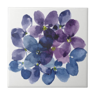 Azulejo Elegante wisteria acuarela púrpura floral azul