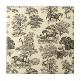 Azulejo Elegantes caballos Rústicos Árboles de árbol Beige